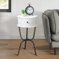 thumbnail image 3 of Round Side Table, Small End Table with Metal Legs, Modern Nightstand Bedside Table for Living Room, Bedroom, Small Spaces (White), 3 of 14