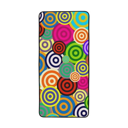 LNWH Bath Towel, Rainbow Circles Background Pattern Absorbent Coral Fleece Bath Towel for Bathroom, Gym, Beach-27x55in