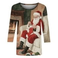 thumbnail image 5 of successthop Womens Christmas Tops Funny Graphic Santa 3/4 Sleeve Clothes Lightweight Crewneck Loungewear Vacation Shirt, 5 of 6