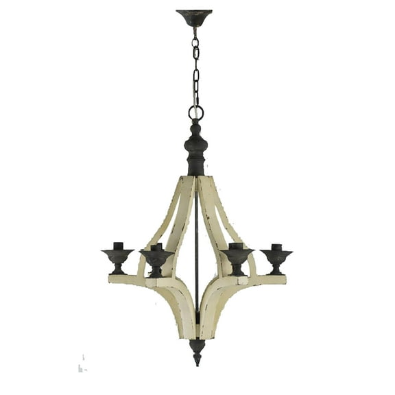A&B Home Large White Farmhouse 6-Light Chandelier, 23"' x 23"' x 33"