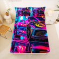 thumbnail image 5 of Manfei Racing Car Queen Sheets,Neon Light Queen Sheet Sets,Pink Blue,4-Piece,1 Flat Sheet, 1 Fitted Sheet and 2 Pillowcases, 5 of 6