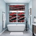 thumbnail image 4 of Abstract Art Kitchen Curtains Valances and Tiers Set of 3 Red Black Gray Lines Psychedelic Gradient Tier Curtains and Valance with Rod Pocket for Small Windows, 27.5"x36", 4 of 9