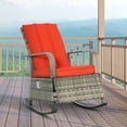 thumbnail image 3 of Spaco PE Rattan Rocking Recliner with Footrest, Rocking Chair for Outdoor as Backyard, Lawn, Garden, Red, 3 of 11