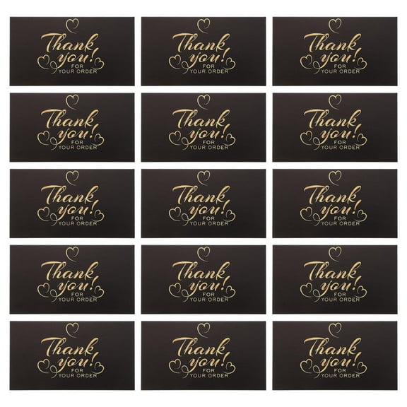 LOLIPPYY 50Pcs Small Flower Thank You Cards Black Blank Cards for Easy Messages