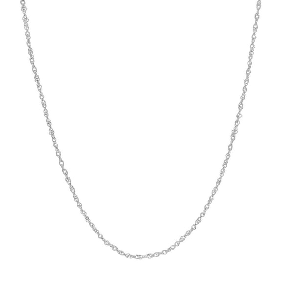 14K White Gold 16" 0.9mm Sparkle Singapore Chain Necklace - Unisex