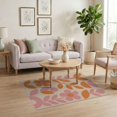 thumbnail image 3 of ODIKA 4'x6' Pink Orange Mid Century Floral Design Washable Area Rug Retro Botanical Pattern with Geometric Shapes for Home Office, Under Desk, Non-Slip Chair-Friendly, Flatwoven, 3 of 7
