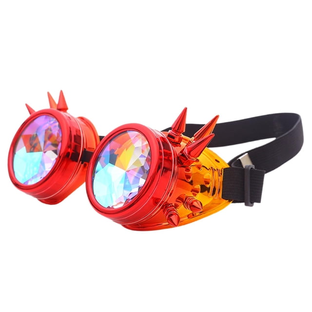 Gafas Steampunk Hugo de caleidoscopio con lentes de cristal para mujer Rojo