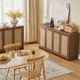 thumbnail image 5 of ARKANTOS Wood Sideboard Buffet Cabinet with Adjustable Shelves and 4 Rattan Doors, Classic Walnut, 5 of 7