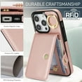 thumbnail image 7 of Allytechgroup iPhone 13 Pro Max Wallet Case, Ring Holder Stand Cards Slots Shockproof Retro Flip Back Cover Phone Case for Apple iPhone 13 Pro Max, Rosegold, 7 of 7