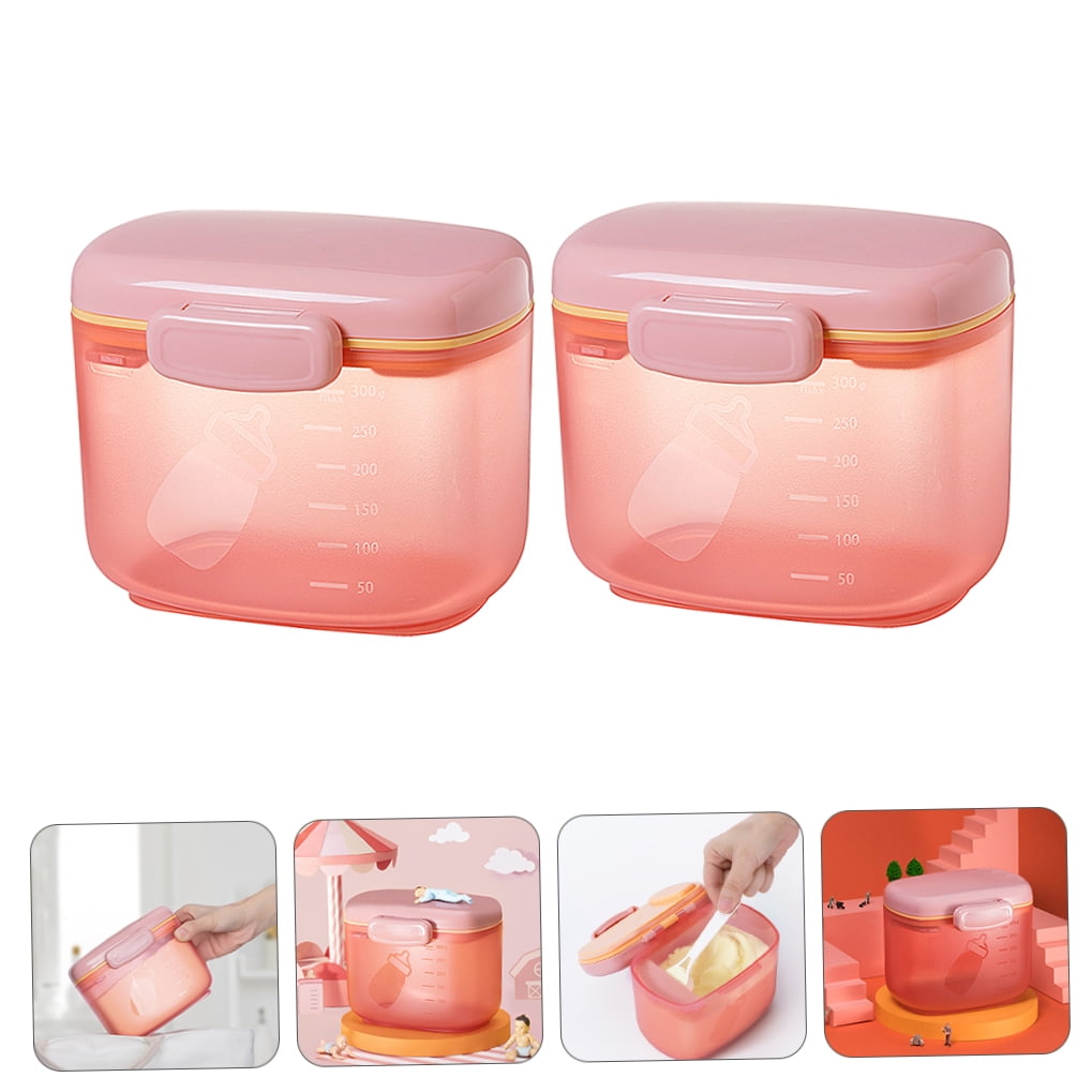 PENIKOKO 2Pcs Compact Formula Container Silicone Pink Feeding Time Easier Outdoors