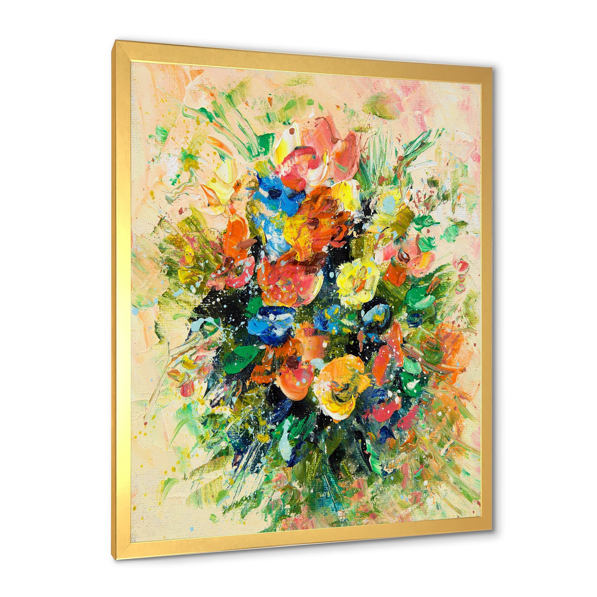 Designart 'Ancient Fresh Flowers Bouquet Of Wildflowers' Traditional Framed Art Print