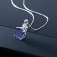thumbnail image 3 of Gem Stone King 10K White Gold Blue Lapis Pendant Necklace for Women (3.58 Cttw, Gemstone, Cushion Cut 10MM, with 18 inch Chain), 3 of 4