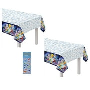 Power Rangers Birthday Party Supplies Bundle Pack Includes 2 Plastic Table Covers and 1 Dinosaur Sticker Sheet