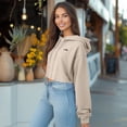 thumbnail image 4 of Dalix Salty Embroidery Fleece Hoodie Cropped Long Sleeve Drawstring Fall Spring Womens in Heather Dust XL X-Large, 4 of 5