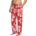 thumbnail image 2 of Kll Mens Pajama Pants For Men,Mens Lounge Pants,Funny Gifts For Men,Men'S Pajama Bottoms-Red Hibiscus Flower, 2 of 9
