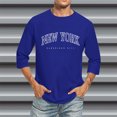 thumbnail image 2 of T-Shirts Homme Manches 3/4 Col Rond Confortable Dégradé Ajusté Tee Shirts Homme Bleu P, 2 of 4