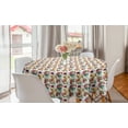thumbnail image 1 of Skull Round Tablecloth, Lilies Tropical Flower Blooms Leaves on Skull with Watercolor Painting Effect, Circle Table Cloth Cover for Dining Room Kitchen Decor, 60", Pink Orange Green, by Ambesonne, 1 of 1