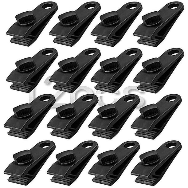 12 abrazaderas para lona, juego de abrazaderas para lona resistentes, abrazadera instantánea para toldo, para tiendas de campaña, caravana, jardín, cubierta de sombra, negro (12)