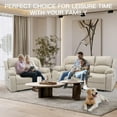 thumbnail image 4 of Ultra-Comfort Reclining Couch Sleeper Sofa Set – Ergonomic Leather Loveseat & Chaise Lounge for Living Room & Home Theater (3-Seat Sofa + Loveseat, Beige), 4 of 6