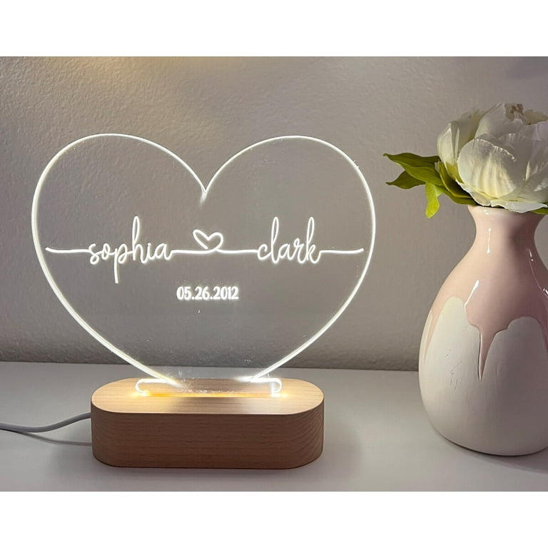 Custom Night Light as Valentines Day Gift - Anniversary gift -  Romantic gift for couple - Gift for Him - Names And Date - Engagement Gift  : Handmade Products