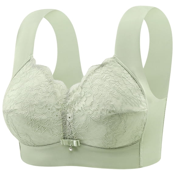 Xdegoge Full Coverage Lace Bras for Women High Support Wireless Bralettes with Decorative Bow Detail Wide Comfort Straps Seamless Smoothing Everyday Bras for Large Bust