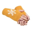 thumbnail image 1 of 1 Pair Knit Half Finger Glove Comfortable Winter Delicate Simple Knitting Craft Fingers Covers Hand Cover with Snowflake Pattern Yellow, 1 of 6