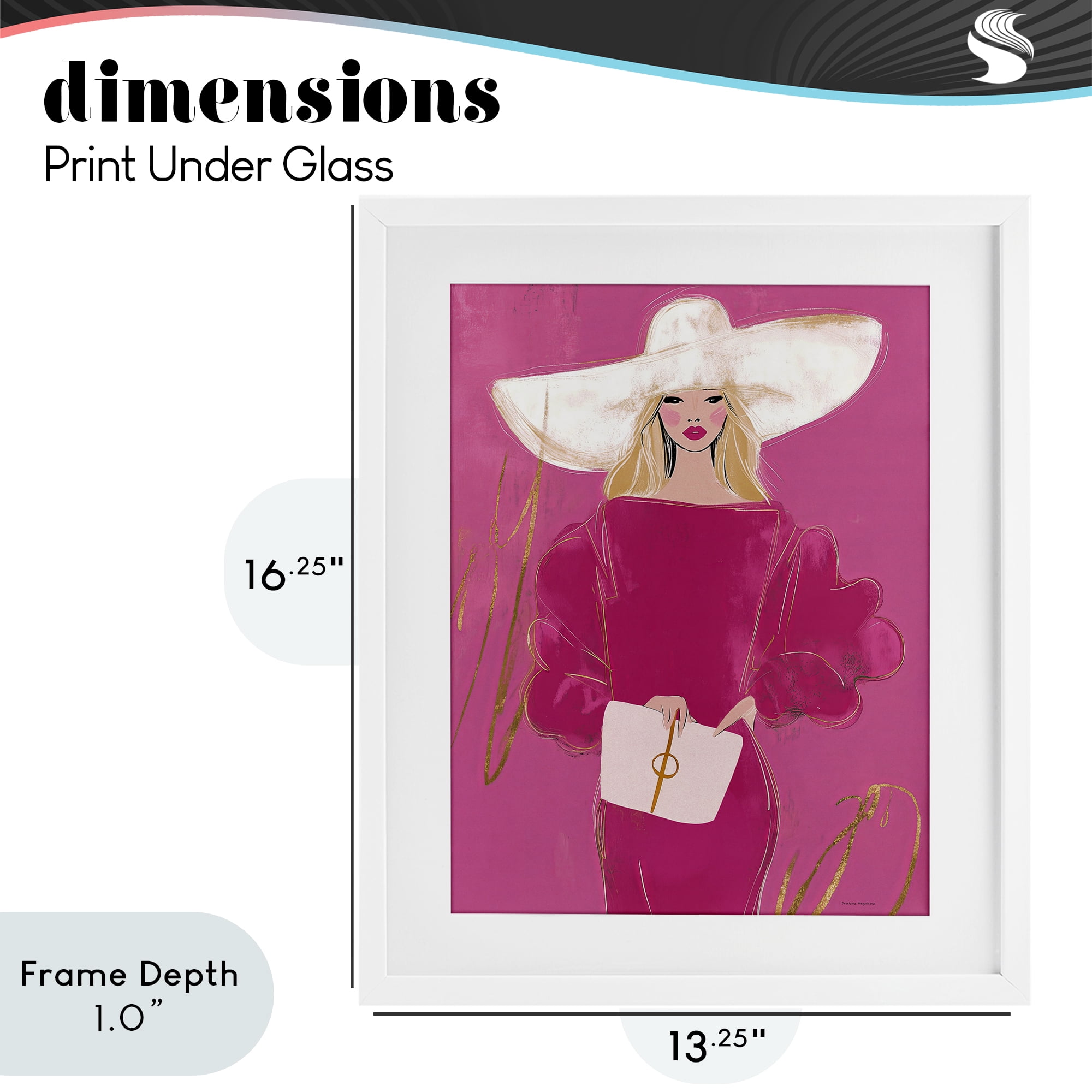 Stupell Industries Lady In Pink with Hat White Framed Print Under Glass, design by Svetlana Aleynikova