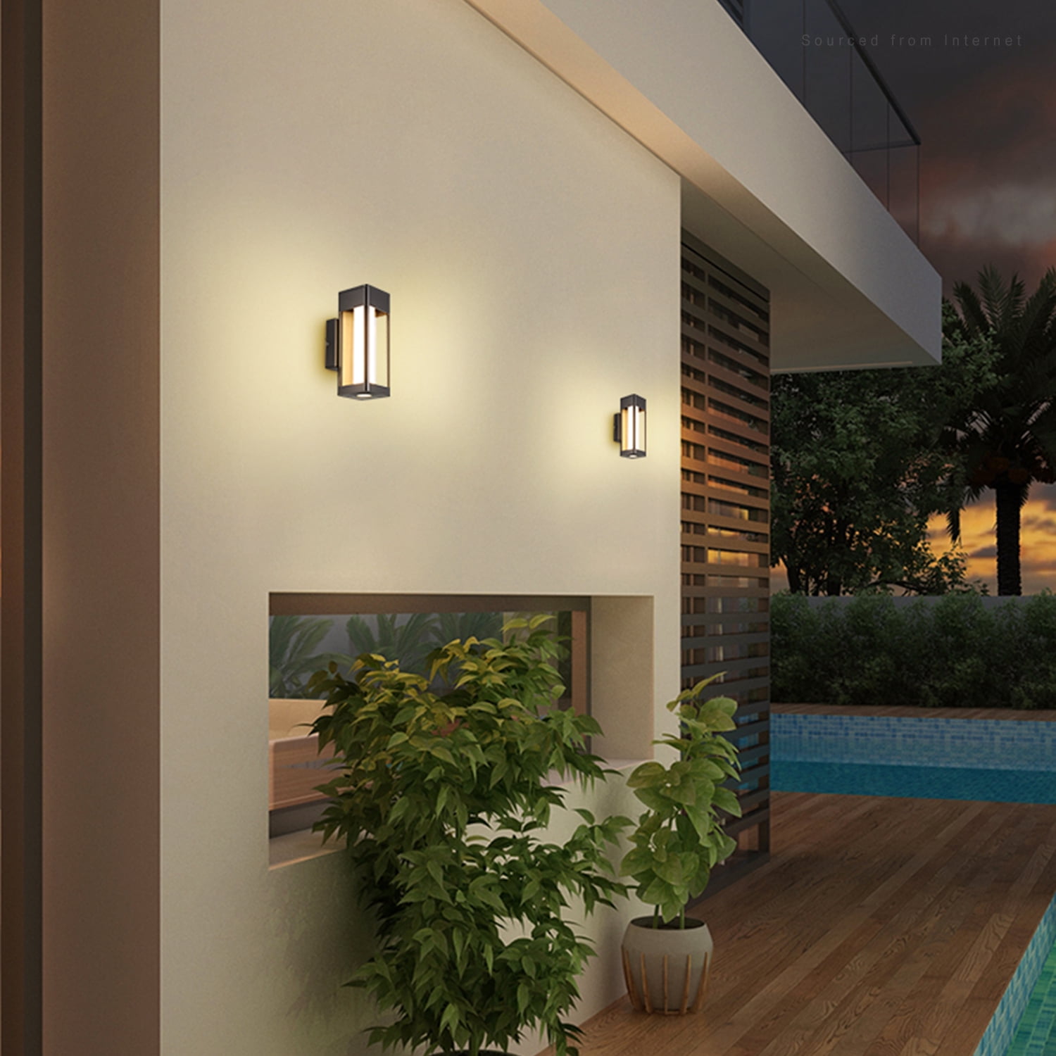 LEONLITE 2 Pack LED Wall Light with Milky Glass, Exterior Wall Sconces for Yard, Hallway, Porch, 3000K Warm White