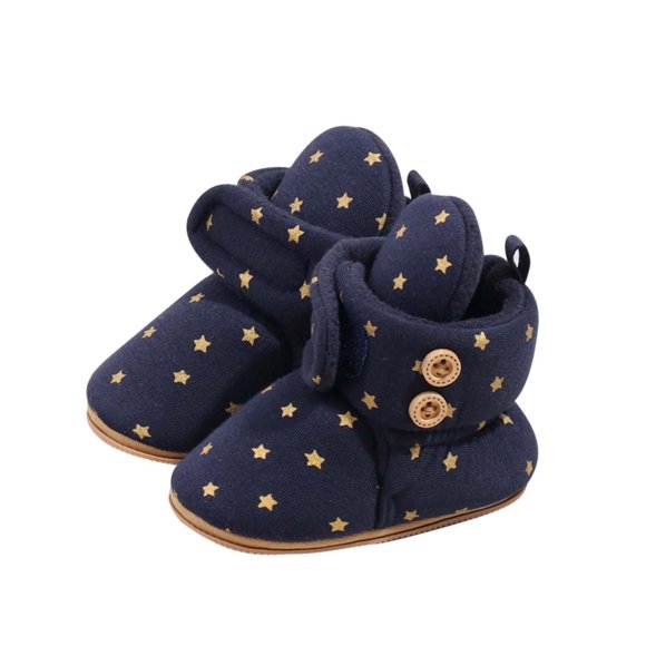 AJIWYH Baby Sock Shoes,Baby Girls Boys Star Print Booties Soft Non Sole Winter Warm Cozy Toddler First Crib Shoes Baby Shoes 6-12 Months White,18-24 Months