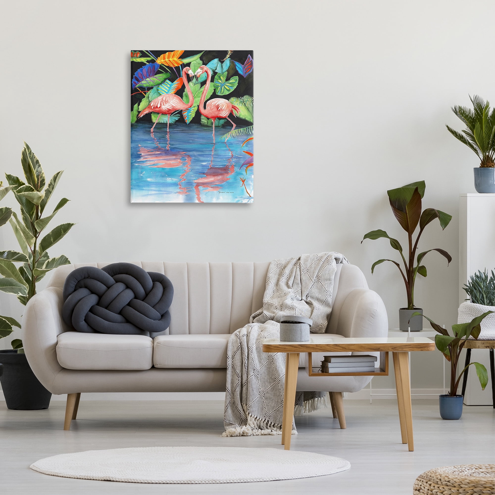 Stupell Industries Bold Flamingos Reflection Animals & Insects Painting Gallery Wrapped Canvas Art Print Wall Art, 30 x 40