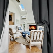 Deconovo Blackout Curtains with Silver Coating Back for Bedroom 52x63 inch Dark Gray 2 Panels