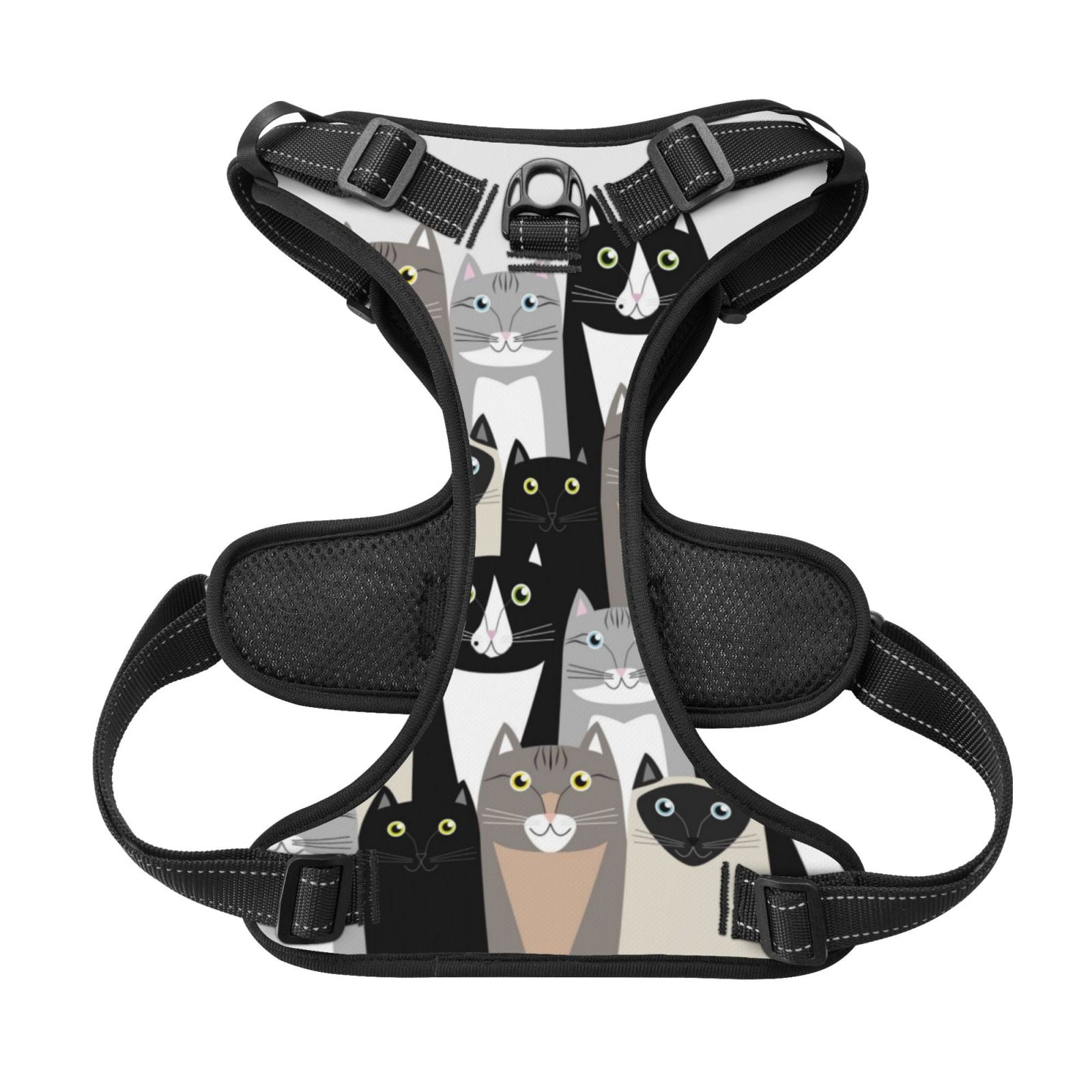 Picia Colors Cats No-Pull Dog Harness Reflective Front Clip Vest with Handle,Step-in Air Dog Harness,Adjustable 2 Metal Rings 4 Buckles,Easy to Put on & Take Off Large