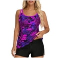 thumbnail image 2 of Haivin Women's Tankini Swimsuit with Hawaiian Print, Padded Bra, and Pocket, Modest Two-Piece for Beach and Pool Swimming, 2 of 7