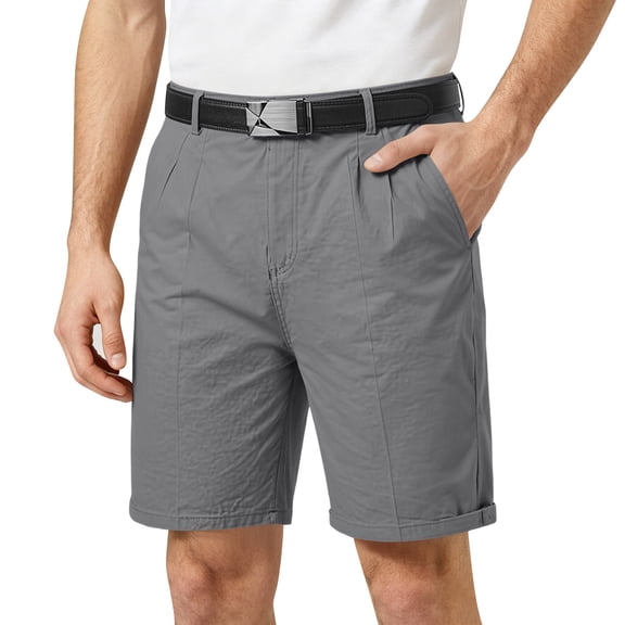 Dwelliawo Men's Cotton Cargo Shorts with Pockets Elastic Waist Drawstring Loose 7 Inch Casual Summer Shorts Gray L