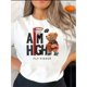 thumbnail image 1 of [Everyday Comfort] Women's "AM/GH" Basketball Bear Graphic T-Shirt - Casual Round Neck, Short Sleeve, Comfortable Polyester Blend, Perfect for Summer Sports and Holiday Wear, Casual Summer Wear | Tre, 1 of 8