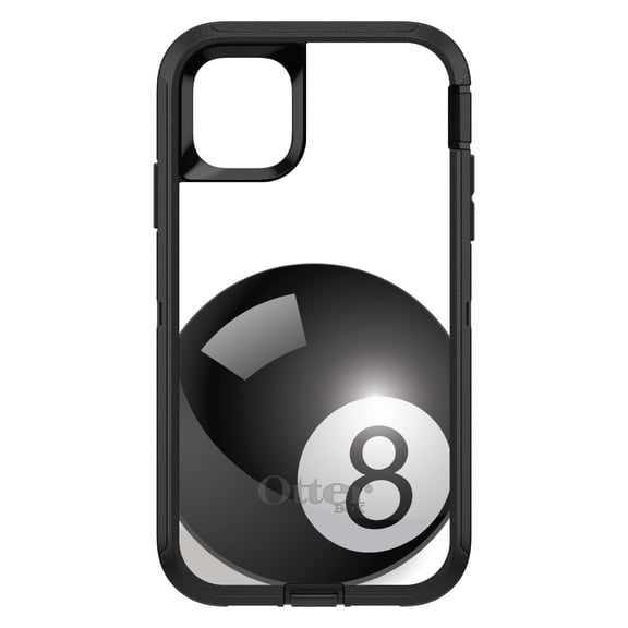 DistinctInk OtterBox Defender Custom Case for Apple iPhone 15 (6.1" Screen) - Black Eight Ball 8 - Shockproof Protection