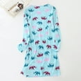thumbnail image 2 of Defitshape Women's Cotton Nightgown Long Sleeve Sleepwear Cute Loungewear Short Cartoon Nightdress Elephant Green Large, 2 of 2