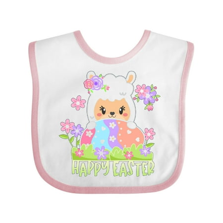 

Inktastic Happy Easter Llama with Spring Flowers and Egg Boys or Girls Baby Bib