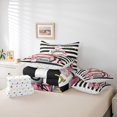 thumbnail image 6 of Manfei Beautiful Bowtie Perfume Bedding Comforter Set 7 Pieces,Romance Floral Flower Full Bedding Set,Black Geometric Stripes Fitted Sheet Flat Sheet For Child,Microfiber Bedroom Decor,Reversible, 6 of 8