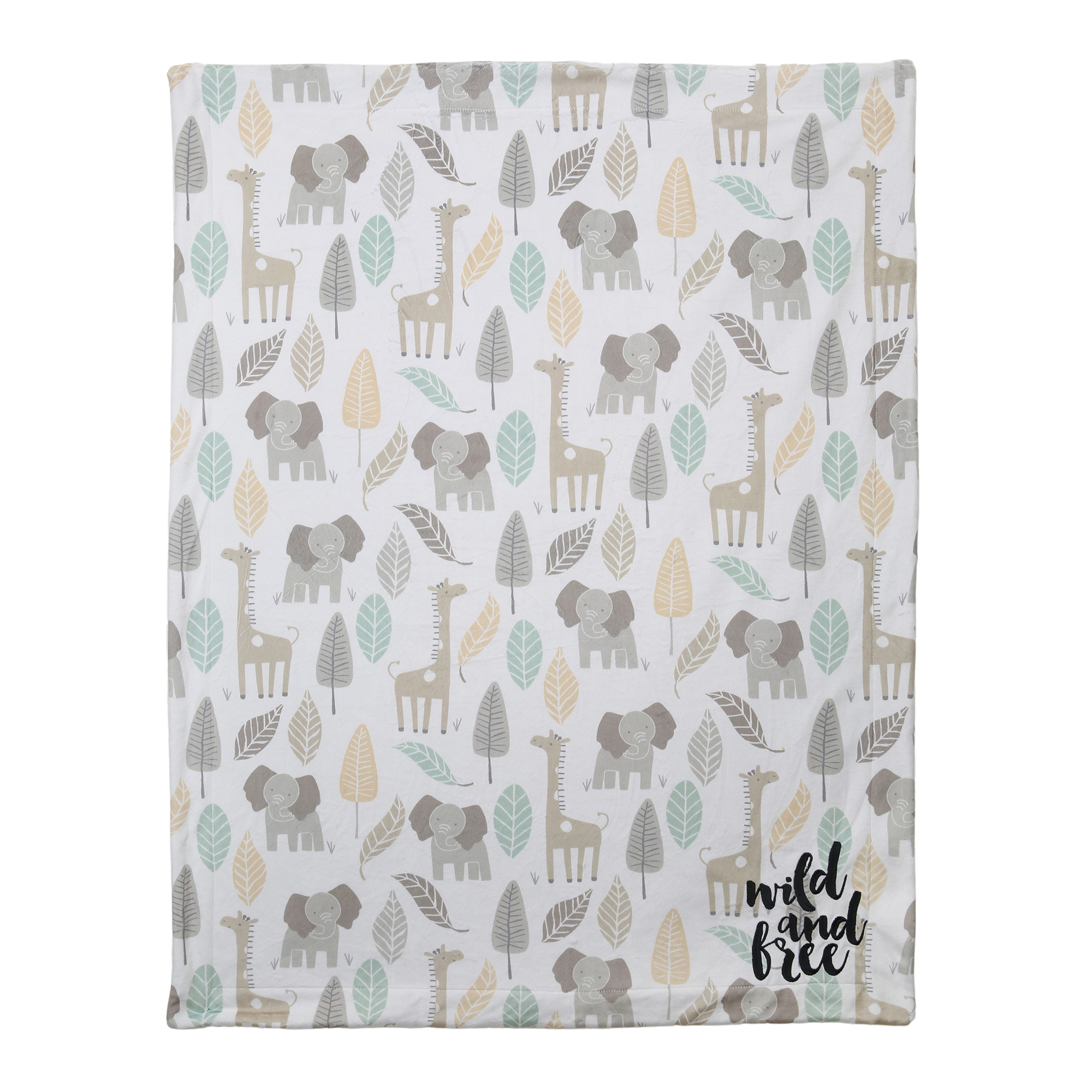 Lambs & Ivy Jungle Friends Elephant/Giraffe Safari Soft Fleece Baby Blanket