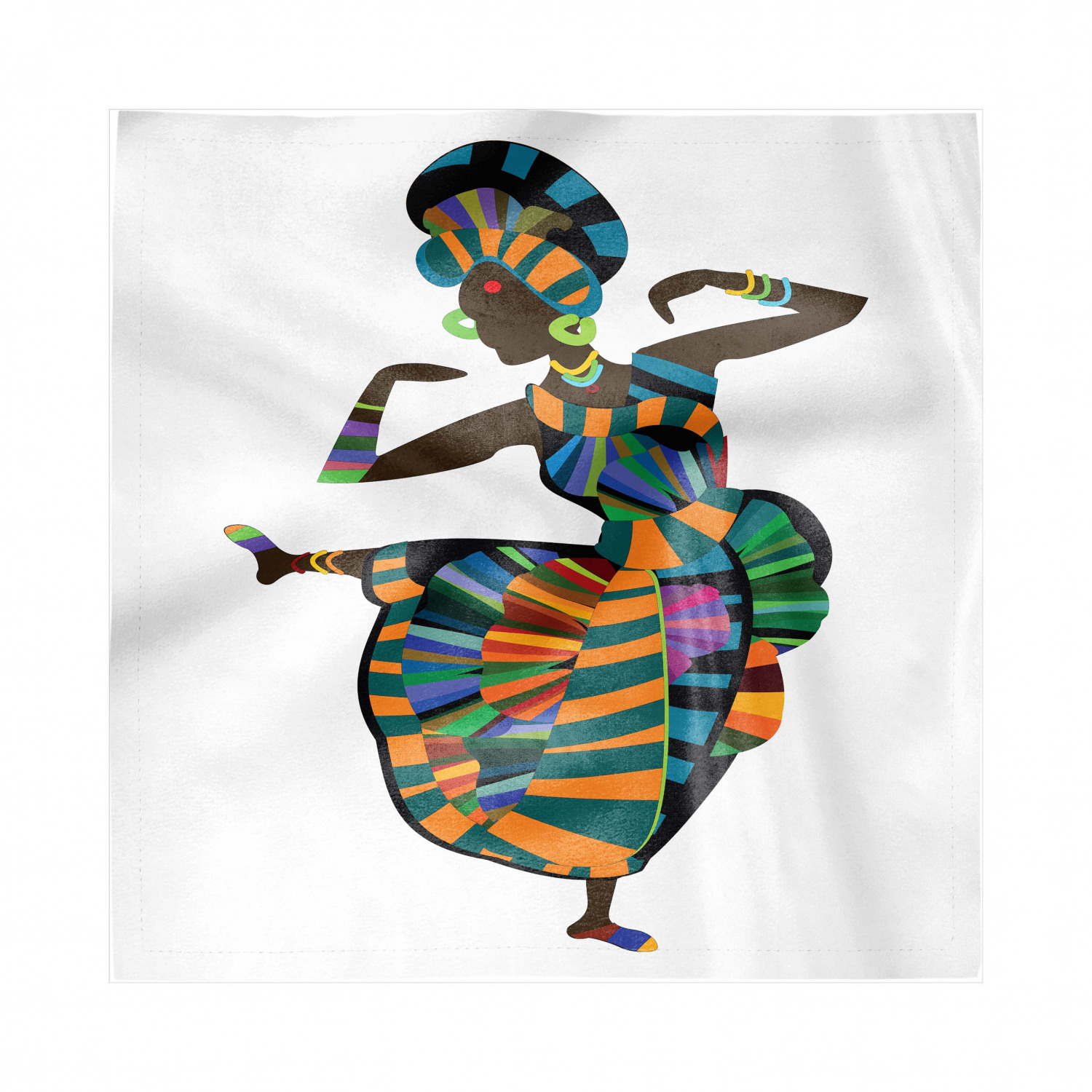 African Decorative Napkins Set of 4, Black Girl in a Traditional Dress