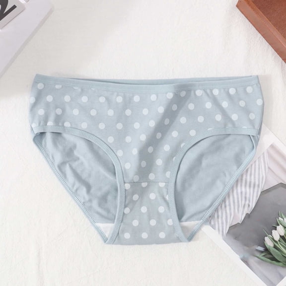 JUSLIO Womens Underwear Cotton Briefs Mid waist Breathable Comfortable Panties Blue L