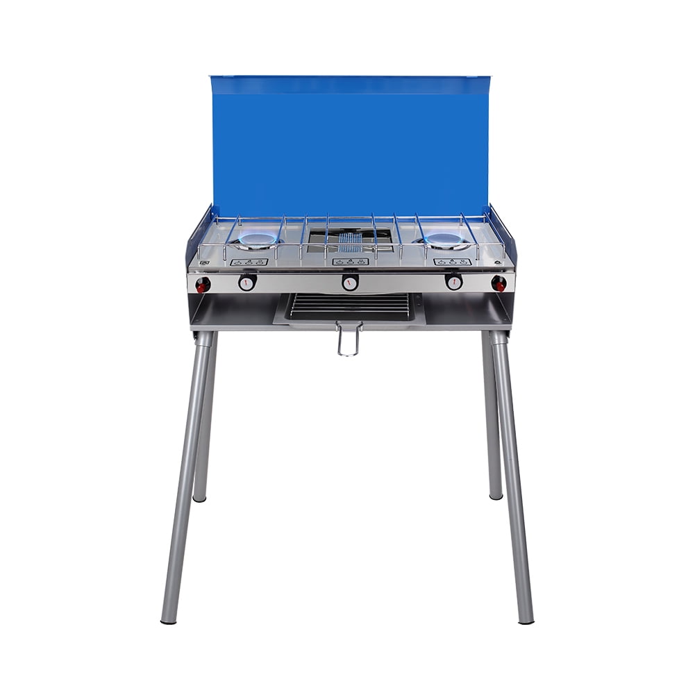 Camplux Propane Camping Stove 2 Burner & 1 Grill, Portable Outdoor Gas