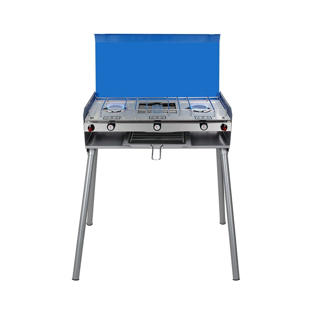 Camplux Propane Camping Stove 2 Burner & 1 Grill, Portable Outdoor Gas