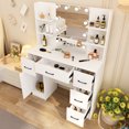 thumbnail image 6 of Ciumeeo Modern Dressing Table with 10 LED Lighted Mirror & 5 Drawers Makeup Vanity Set for Women White, 6 of 10