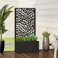 thumbnail image 2 of MAYEERTY Outdoor Black Metal Planter Box with Trellis for Climbing Plants, Raised Garden Bed, Flowing Leaf Pattern,24×11×47", 2 of 11