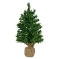 thumbnail image 2 of Northlight Pre-Lit Two-Tone Green Pine Artificial Christmas Tree in Burlap - 18" - Clear LED Lights, 2 of 5