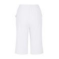 thumbnail image 4 of Dazajoo Summer Shorts for Women Loose Fit Knee Length Bermuda Drawstring Shorts with Pockets Womens Casual Solid Color Beach Half Pants 2024,White,XL, 4 of 7