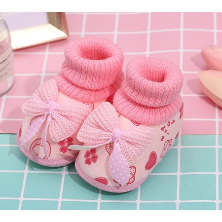 

SXVZBH Baby s Walking Shoes Toddler s Plush Boots Bow Children s Socks