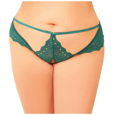 Lacy Line Sexy Strappy Crotchless Plus Size Thong With Cutouts